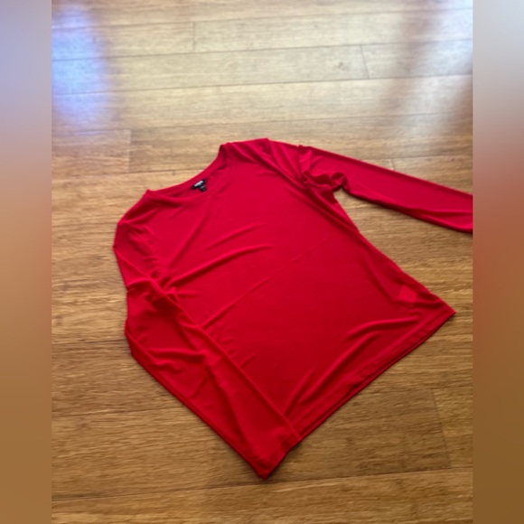 Express Long-sleeve Fitted Mesh Top Lipstick Red EUC - Picture 4 of 11